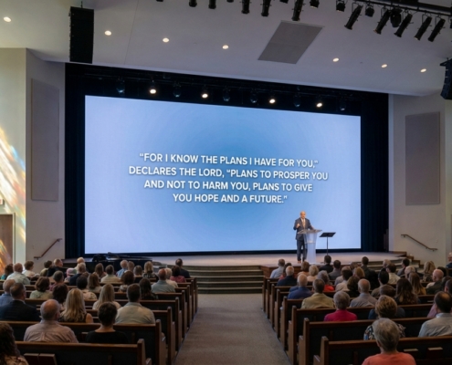Small pixel pitch LED screen for church sanctuary with high brightness display
