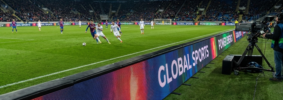 Stadium Perimeter LED Display Screen installed in professional football stadium with anti-collision design