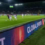 Stadium Perimeter LED Display Screen installed in professional football stadium with anti-collision design