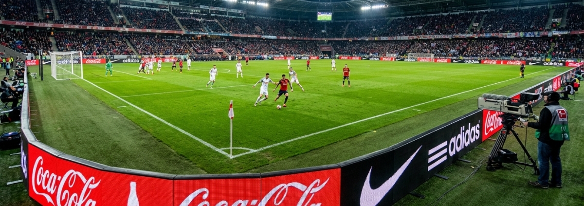 Stadium Perimeter LED Display Screen installed in professional football stadium with anti-collision design