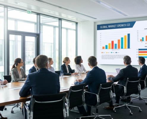 Conference Room LED Display Screen 163 inch installed in modern corporate meeting room